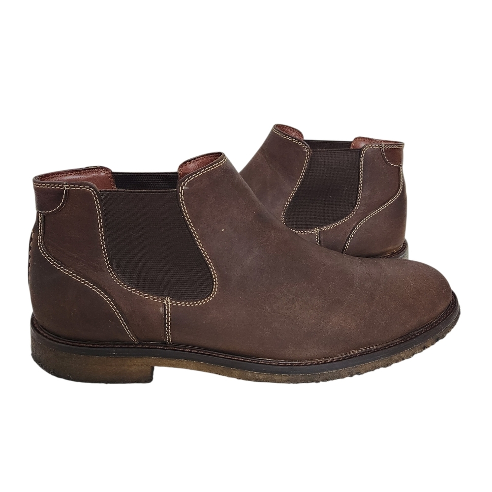 Johnston Murphy Mens 10.5 Brown Nubuck Leather Classic Chelsea Ankle Boots